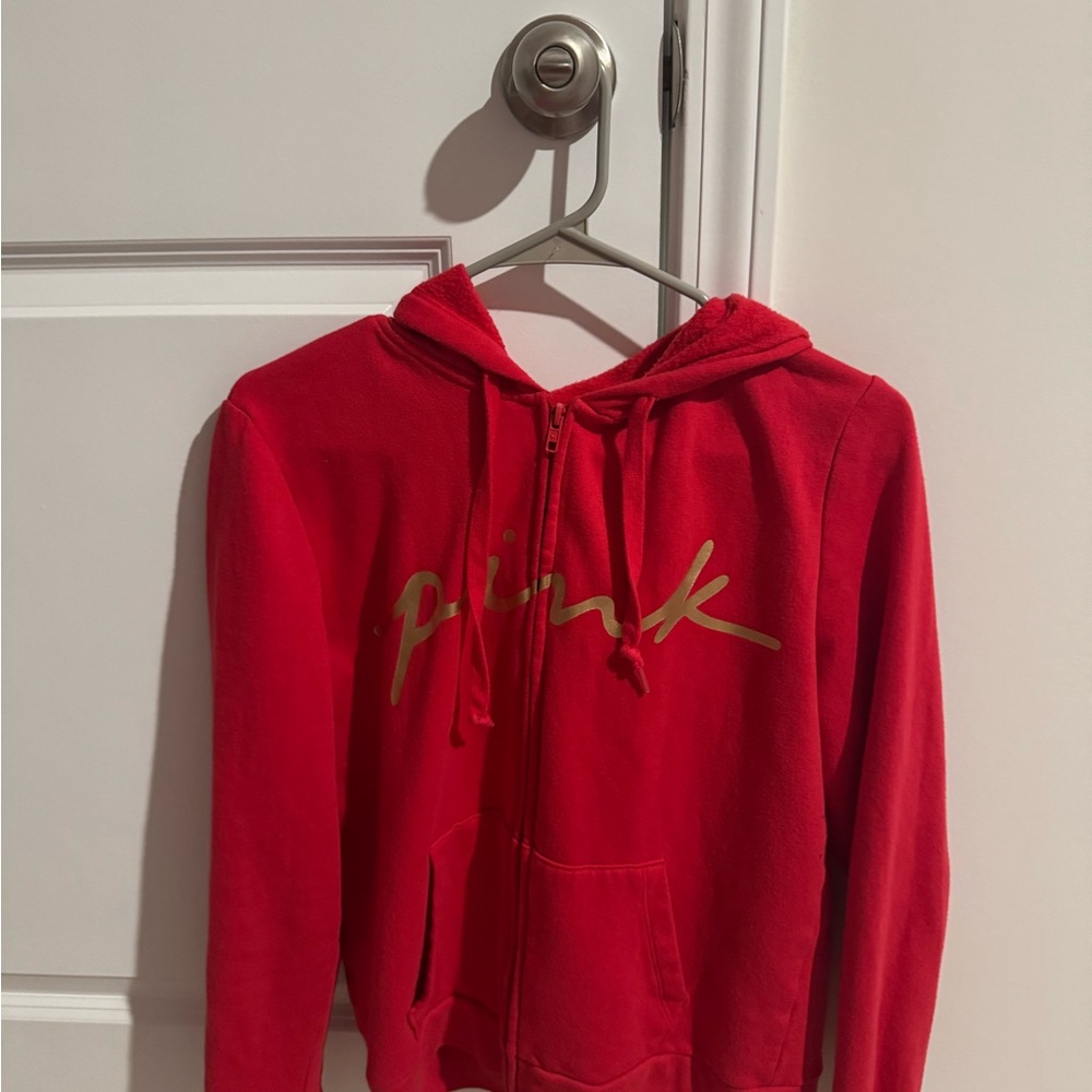 PINK Victoria's Secret Red jacket with Gold Logo